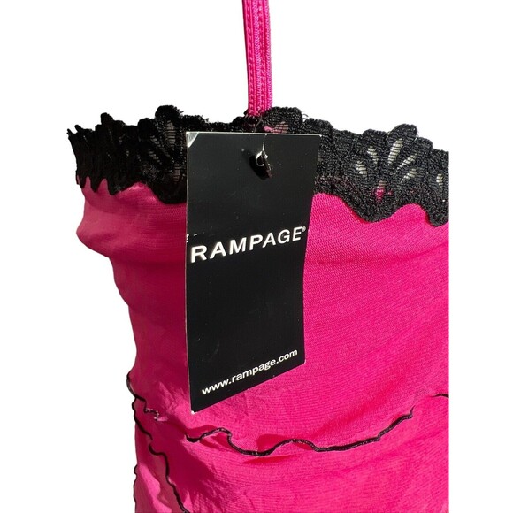 NWT Rampage Fushia with Black Lace Lingire Top Sz M - Picture 5 of 5